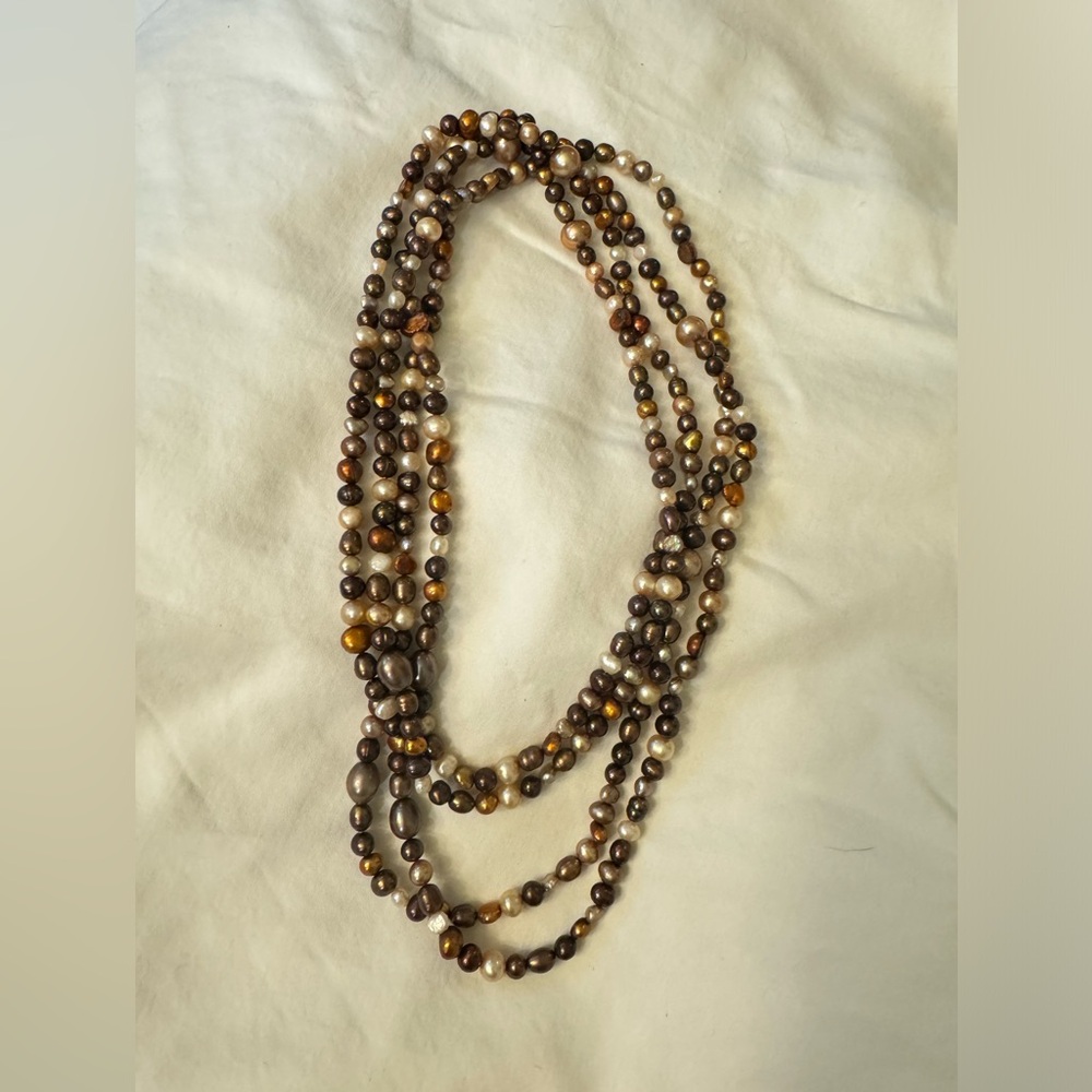 Earth Toned Infinity Beaded Necklace
